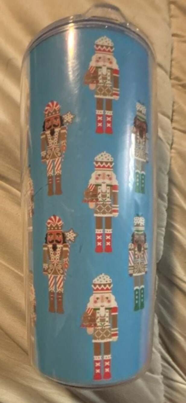 Nutcracker Pattern Christmas Tumbler with Lid